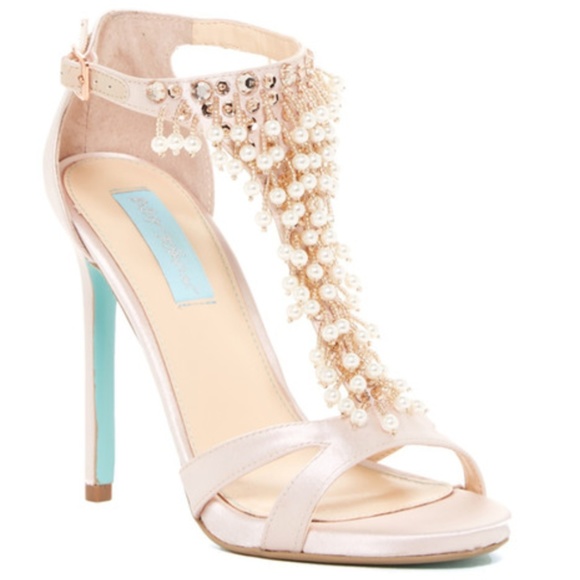 Betsey Johnson Shoes - Betsey Johnson Blue Mavyn T-Strap Pearl Sandals